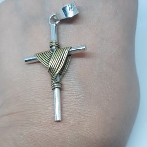 Cross  Pendant   Steering  Silver  and Brass